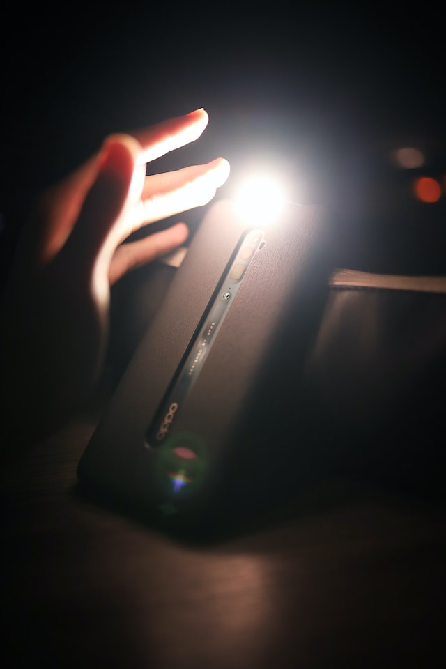 flashlight turned on on the phone