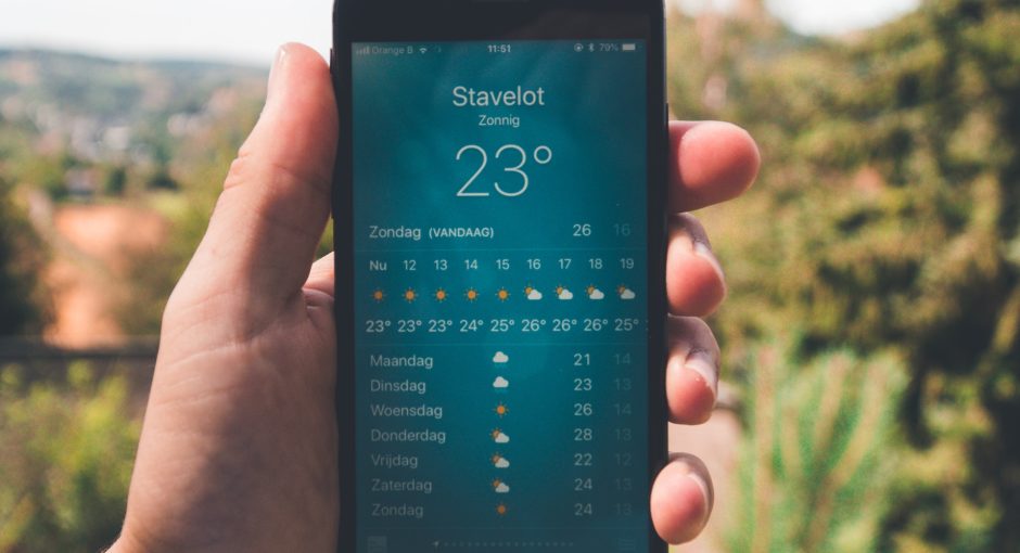 weather app opened on iphone